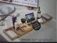 Bamboo Bathtub Caddy Over the Tub Bath Tray Holde Rack Tablet for Phone Glass