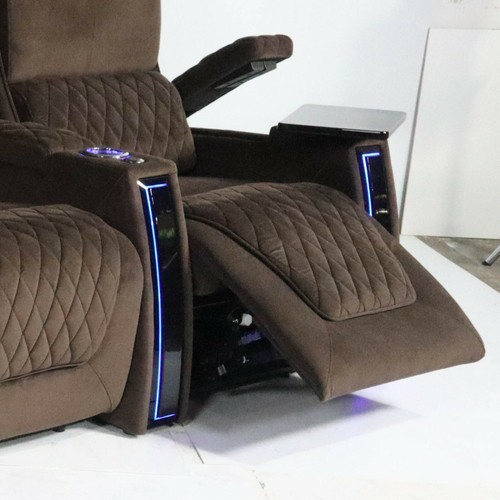 Seatcraft Apex Brown Fabric Home Theater Seating Row of 4 Power Recliners, USB - Picture 5 of 7