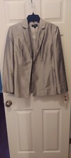 John Meyer Collection Women Blazer Jacket Grey Shimmer Sz 12 Long Slv Lined