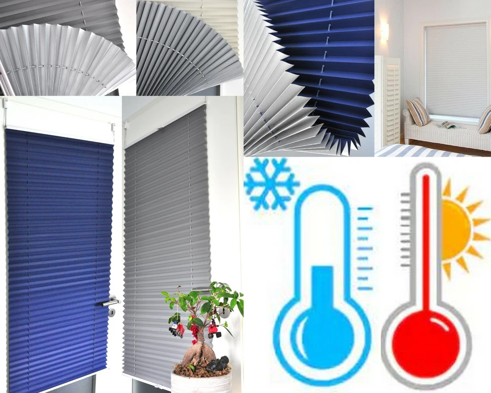 Thermo Plissee Klemmfix Verdunkelung Faltrollo Rollo ohne Bohren Klemmträger 100 - Bild 1 von 4
