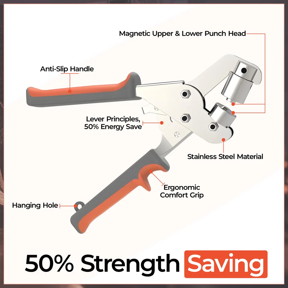 Occhiello Pinza Attrezzo Kit 10.5mm Foro Punzone Con 500 Oro Argento Lava Set - Immagine 4 di 4