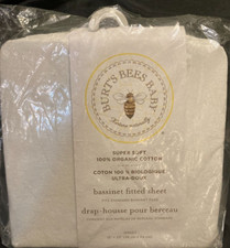 Burt's Bees Baby Super Soft 100 Organic Cotton Bassinet Fitted Sheet White