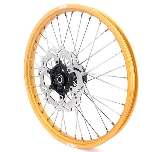 KKE 21/19 Dirt Bike Wheels Gold Rims for 1996-2000 Suzuki RM125 RM250 Black Hubs - Picture 7 of 8