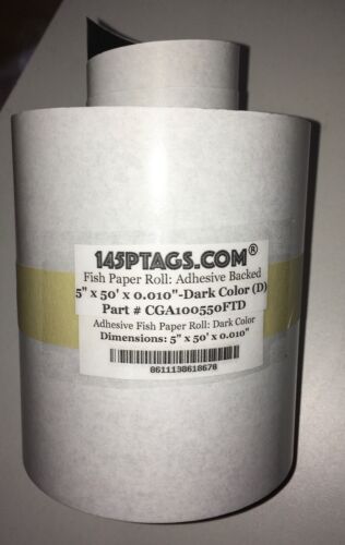 Adhesivo para rollos de papel de pescado 145PTAGS con respaldo de 5"" x 50' x 0,010"". Papel de color oscuro - Imagen 2 de 2