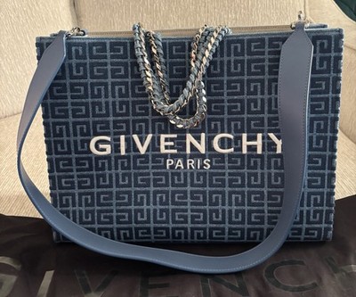 Givenchy G-Tote Medium Tote 4G Logo Chain Accent Medium Blue w/ Dust Bag