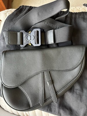 Christian Dior Men's Dark Grey/Black Atelier Saddle Bag Retail $3500