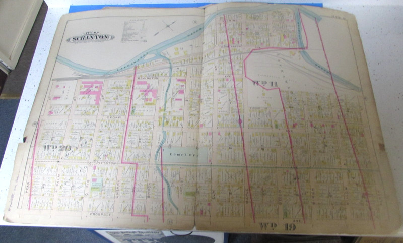 1898 SCRANTON PA - (WARD 11, 19, 20)  - ATLAS PLATE 19  - CANVAS  32 x 22