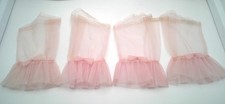 Vintage 4 pc Tulle Pink Fingerless Wristlet Gloves Ruffle 1950's Prom Wedding
