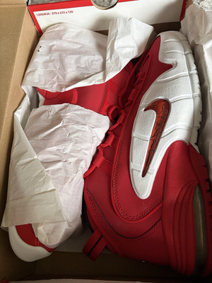 Nike Air Max Penny Herren Sneaker Rot Weiß Schwarz EU 48,5 685153-600