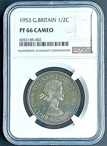 1953 Great Britain Half Crown, NGC PF 66 Cameo, nice GEM coin     # 2037, #67-05