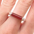 925 Sterling Silver Vintage Real Carnelian Modernist Oxidized Ring Size 9