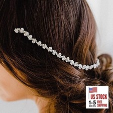 Vintage Crystal Headband with Side Combs Sparkling Rhinestone Head Chain Iced