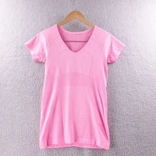 Lululemon Athletica Pink Short Sleeve V Neck Seamless Athletic Top Women 4