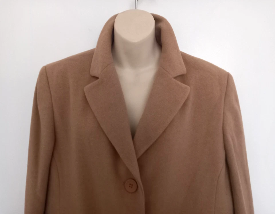 Vintage 80s 90s DOROTHY PERKINS Wool Rich Camel/Beige Coat size 20 UK-Made in UK - Image 3 of 4