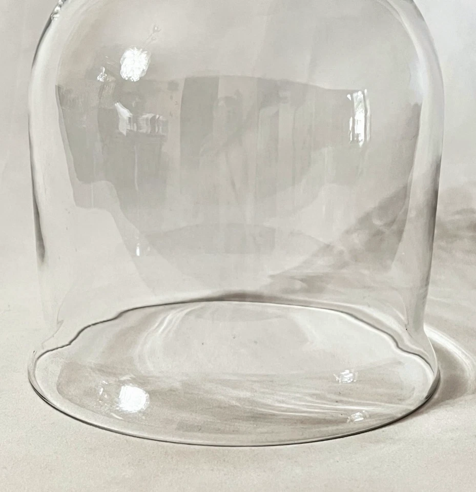 Antique Clear Glass Cloche Bell Jar Apothecary Specimen Dome Top Knob Handle - Image 4 of 4