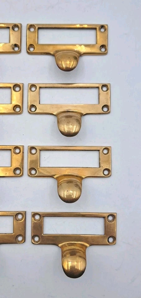 Антикварный/винтажный держатель для этикеток карт тянет старый латунный картотечный шкаф оборудование лот из 8 - Изображение 4 из 4