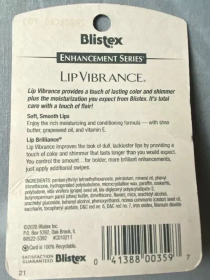 LOT OF 2 Blistex Lip Vibrance Color & Shimmer Lip Protectant Balm Pink Tint NIP  Foto 3 de 3