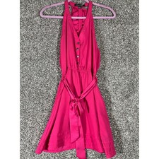 Forever 21 Halter Ruffle Back Mini Dress Women S Hot Pink Pockets Resortwear