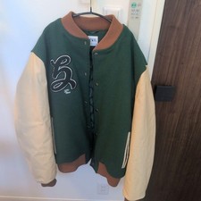 ZARA Embroidered Floral Stadium Jacket XL Green Beige New