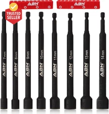 Impact Nut Driver Tool Set - 8Pc Metric 6 in Long Shank Nut Driver Bits Magnetic