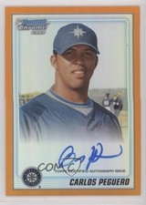 2010 Bowman Chrome Prospects Orange Refractor 20/25 Carlos Peguero Auto 0o48