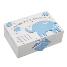 3D Wooden Baby Boys Memories Keepsake Box Baby Girls Elephant First Blue