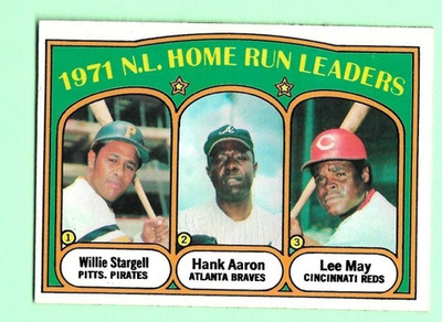 (1) STARGELL  / AARON / MAY 1972 TOPPS  # 89 LEADERS NM CARD (N3617)