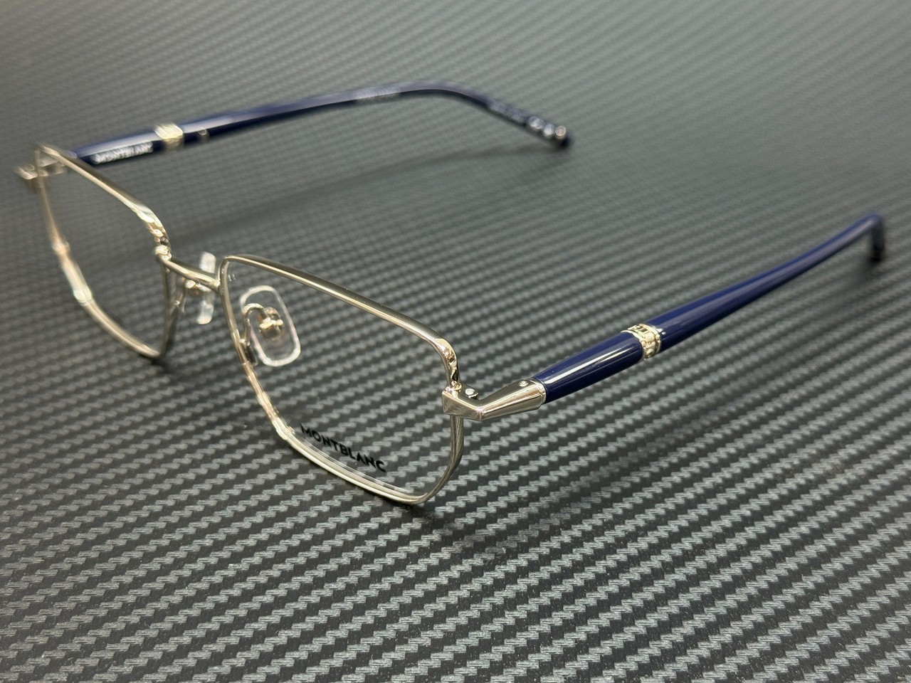 MONT BLANC MB0347O 005 Silver Blue Men Extra Large 54 mm Eyeglasses