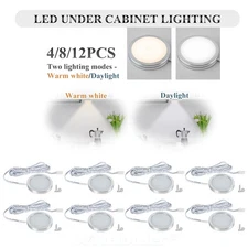 4/8/12X Under Cabinet Lighting Kit LED Kitchen Counter Closet Puck Light Pro