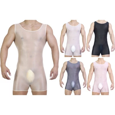 Herren Sheer Tank Fitness Body Nachtwäsche Trikot Unterwäsche Kurzer Jumpsuit - Bild 1 von 3