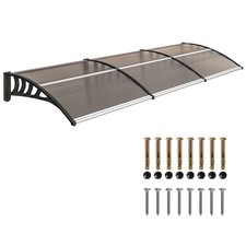 Outsunny Door Canopy Outdoor Awning Rain Shelter for Window Porch, Brown