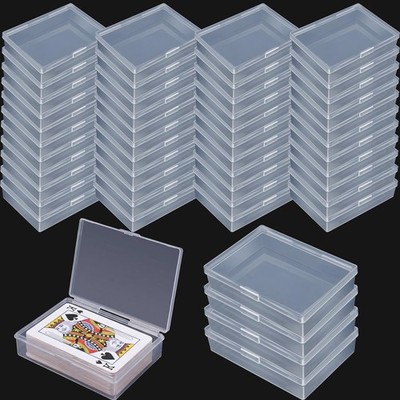 48 Pack Playing Card Cases Bulk, Clear Plastic Deck Box with Snap Closure, Em...