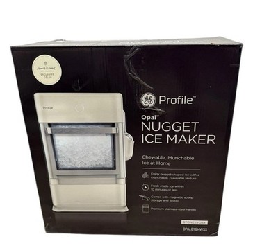 GE PROFILE OPAL NUGGET ICE MAKER HEARTH HAND STAINLESS STEEL - STONE IVORY