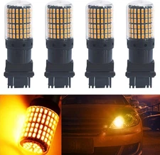 4Pcs LED Bulbs Amber Yellow Super Bright 144-SMD Replacement Lamp for Car Turn S