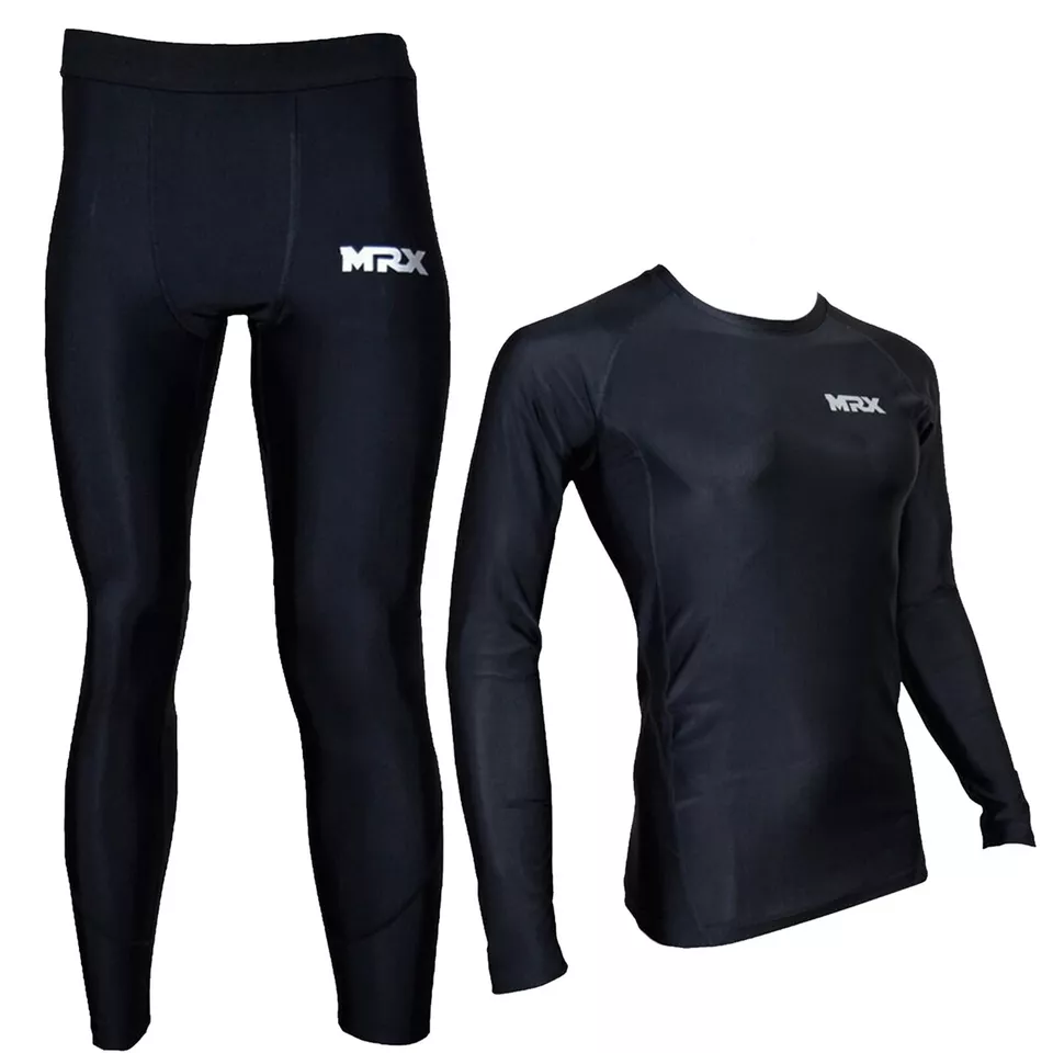 MRX Mens Compression suit set Pants & Shirts Base Layer Thermal Training Workout - Image 4 of 4