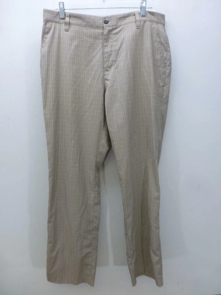 Adidas thin brown plaid flat front Golf Pants polyester elastane mens sz 34 x 34
