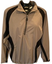 PGA TOUR Mens Medium 1/2 Zip Brown Black Rain Windbreaker Golf Jacket