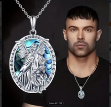 PROTECTION GUARDIAN ANGEL RELIGIOUS CHRISTIAN FAITH Pendant 24" 925 Silver Chain