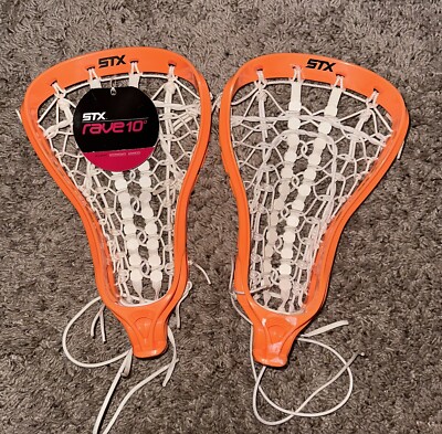 LACROSSE Strung Replacement Head STX Rave 10 ORANGE + WHITE   LOT of 2