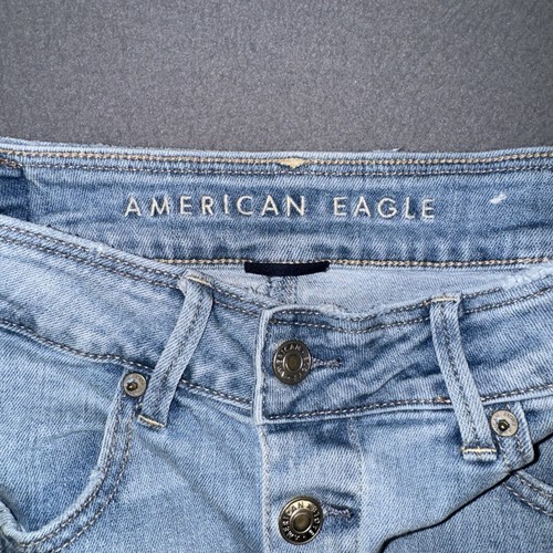 American Eagle Jean Skirt Women’s 6 Blue Hi-Rise A-Line Button Fly Denim Cotton - Picture 6 of 10