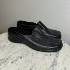 NATURALIZER Black Leather Heels Mules Slides Sz 9.5 Shoes Comfort