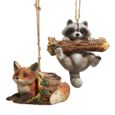 Raccoon and Fox Ornaments