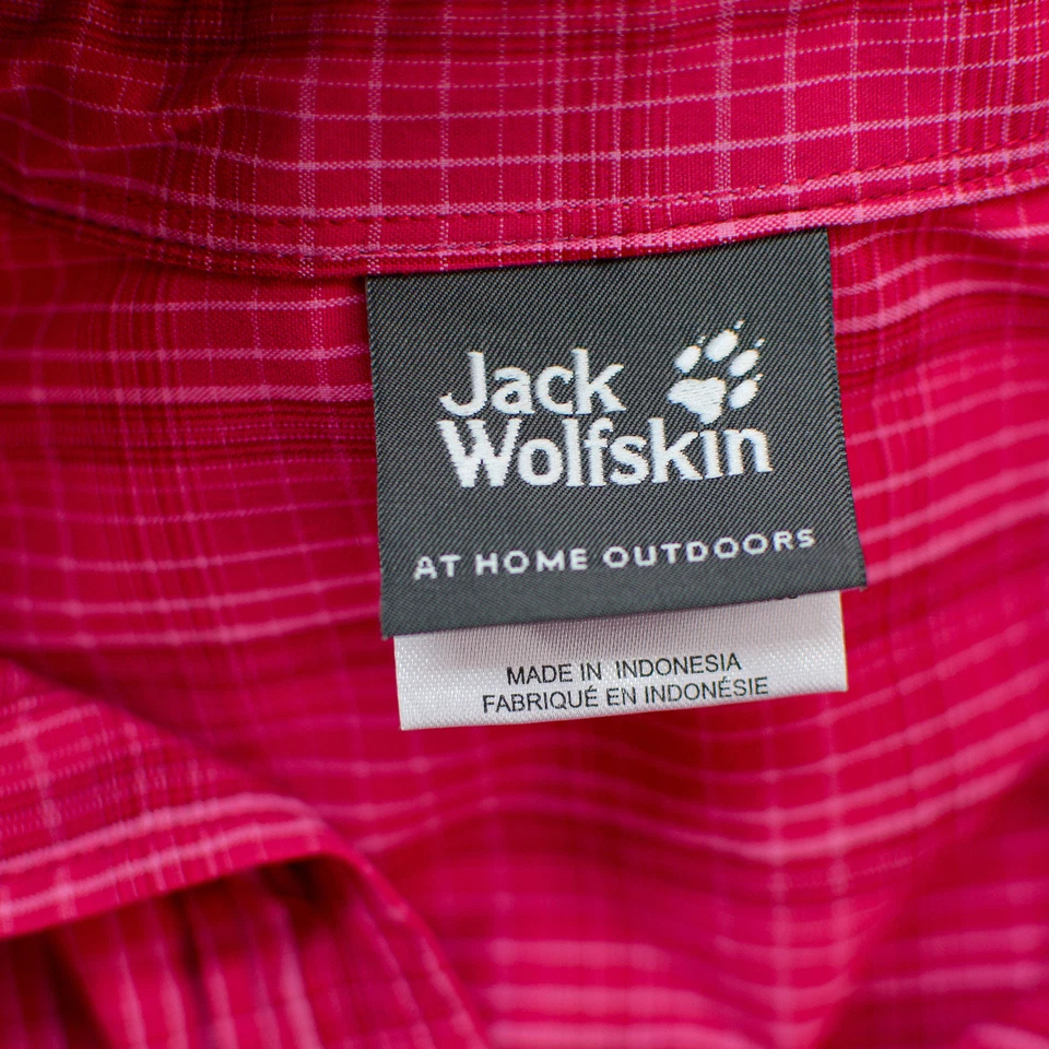 Jack Wolfskin Women Shirt Small S Pink Magenta Plaid Long Sleeve Button Up - Image 4 of 4