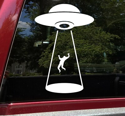UFO Abduction Vinyl Decal | Unidentified Flying Object Aliens | Die Cut Sticker