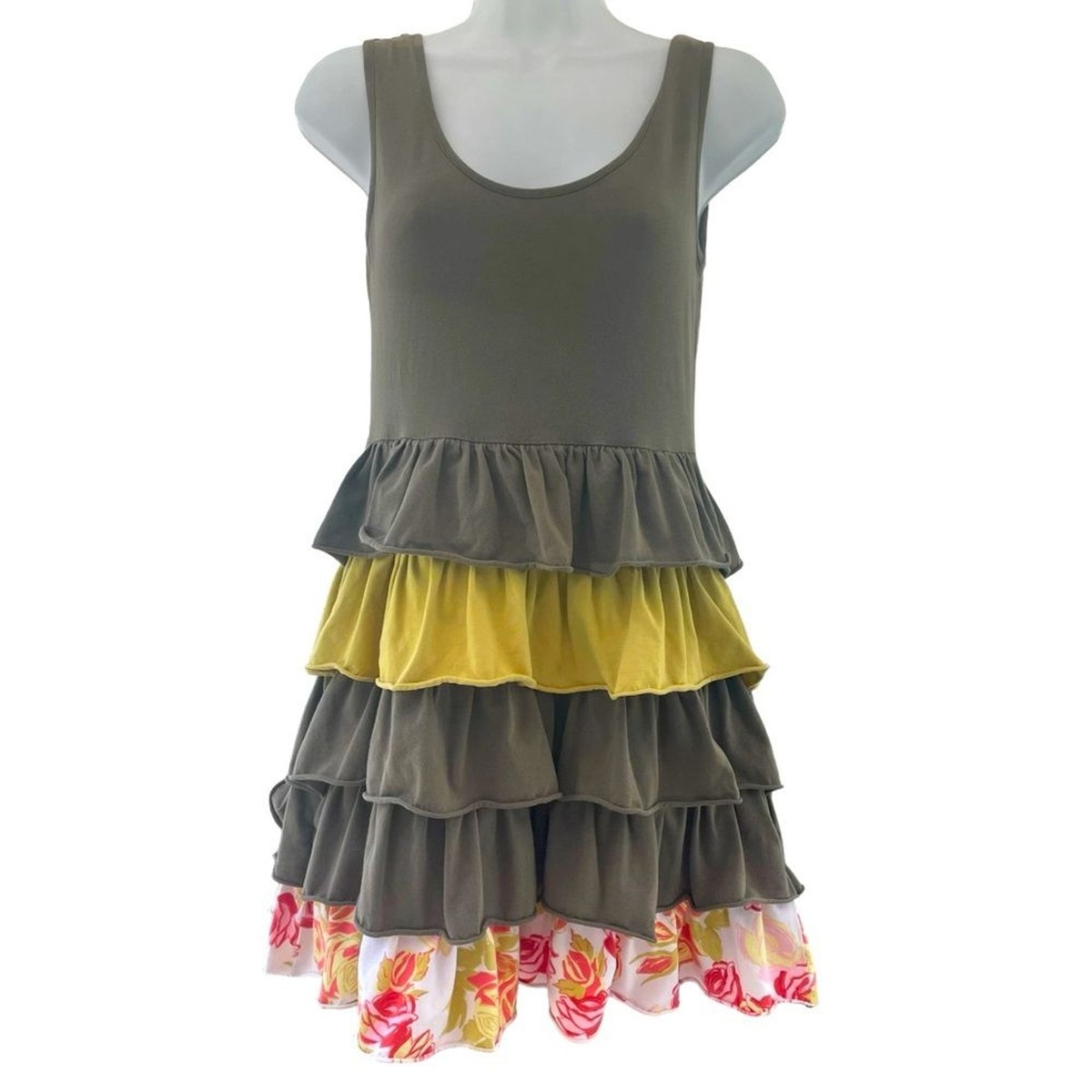 Matilda Jane Zanadu Green Red White Ruffle Tank Dress Size Small