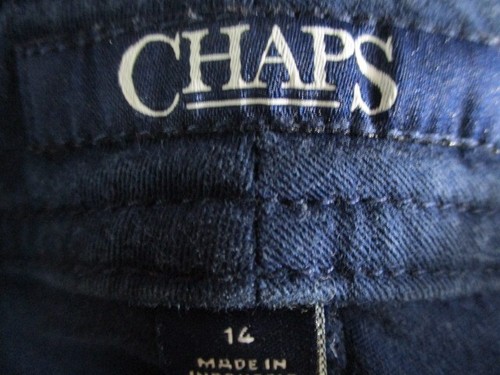 Chaps Womens Pants 14 Straight Pockets Casual Blue Cotton Stretch Ankle Button - Picture 6 of 10