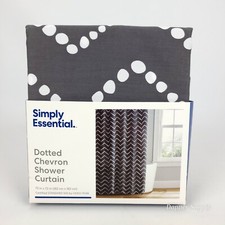 Simoky Essential Fabric Shower Curtain 72x72" Dotted Chevron Gray Excalibur New