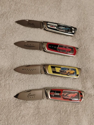  Franklin Mint muscle car collector knives-Camaro, Mustang, Chevelle and GTO