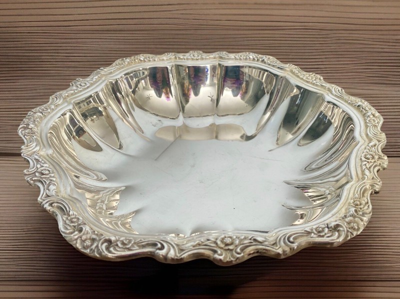 Vintage International Silver Co. Countess Art Nouveau Rose Rim Compote Bowl IS