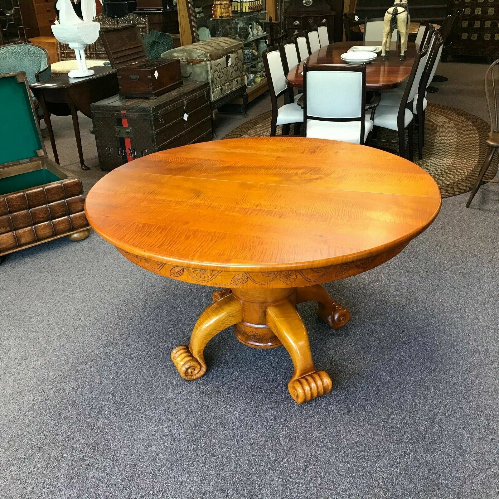 Stephen Huneck Tiger Maple Sunflower Round Dining Table